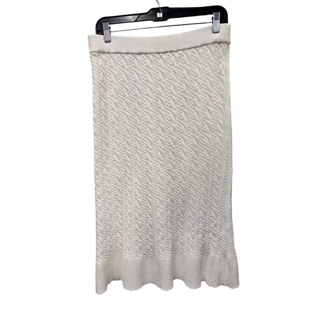 NWT Rebecca Taylor White Cable Knit Midi skirt in chalk white size Large - Picture 5 of 9